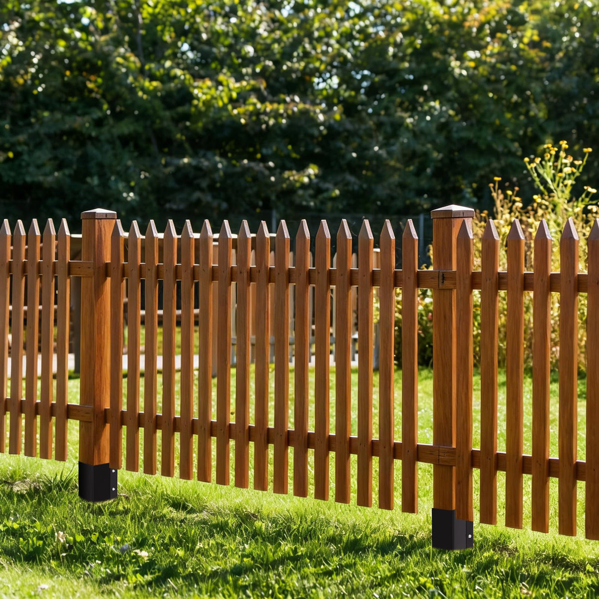 XYADX wood post protection keeps posts away from ground moisture to extend life.