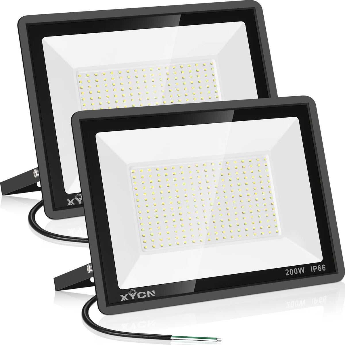 XYCN 200W flood light front view with bright 22500lm outdoor security illumination