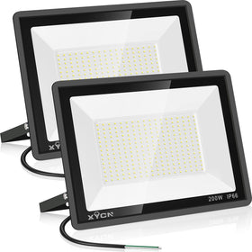 XYCN 200W flood light front view with bright 22500lm outdoor security illumination