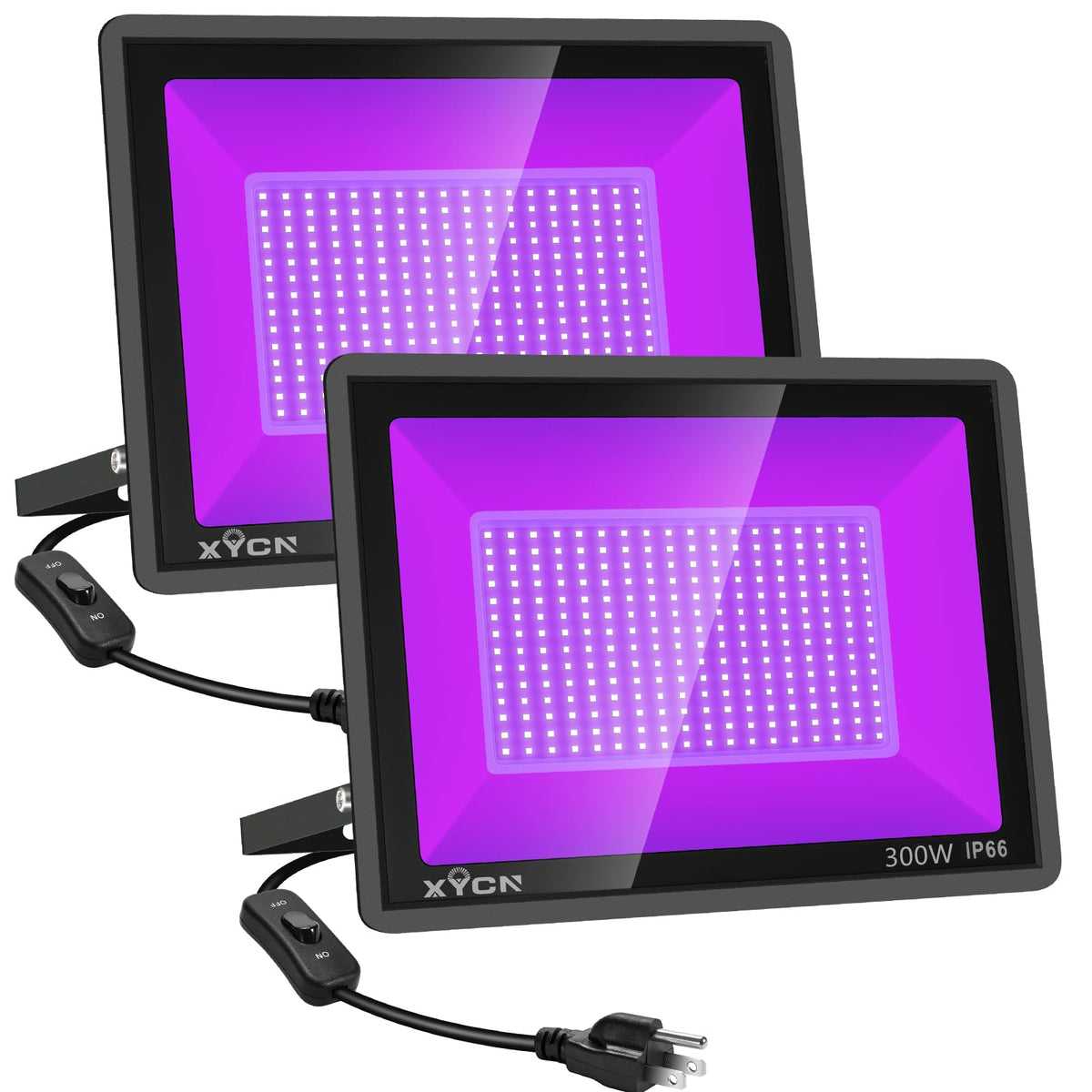 XYCN 2-pack 300W black light front view for outdoor party setups.
