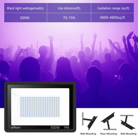 XYCN 385-410nm UV range glow with broad 120-degree beam coverage.