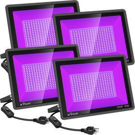 XYCN 4-pack UV blacklights for outdoor glow parties and large spaces