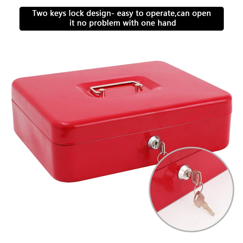 Xydled cash box with spring bill clips keeping bills organized and flat.