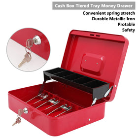 Xydled cash box coin tray with five compartments for denomination separation.