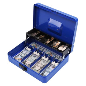 Xydled cash box showing the 3-number combination lock for added security.