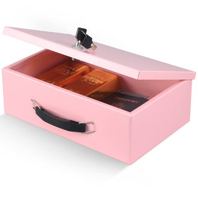 xydled fire safe box front view pink showing compact protection for valuables