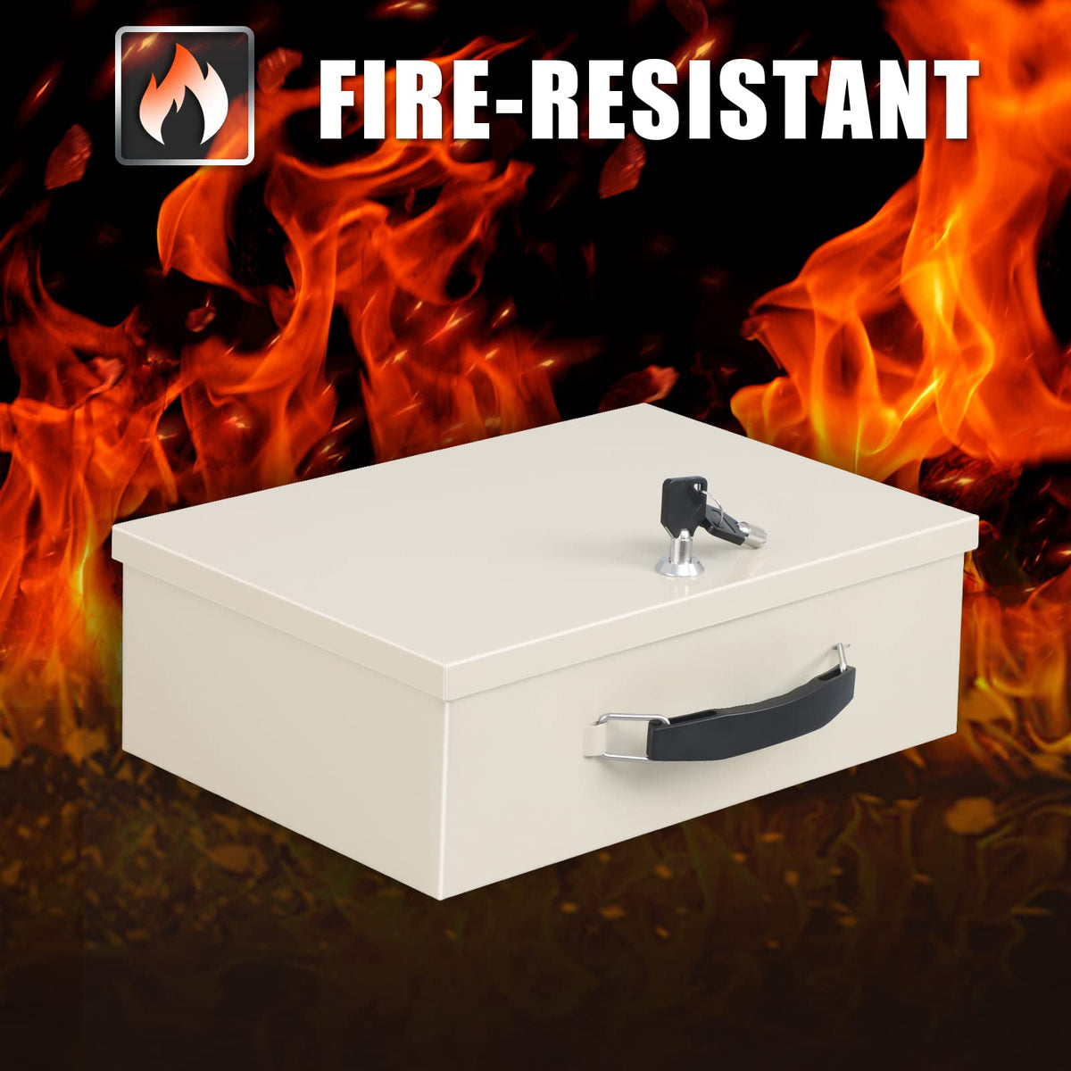 xydled fire safe box interior dimensions show compact, organized storage