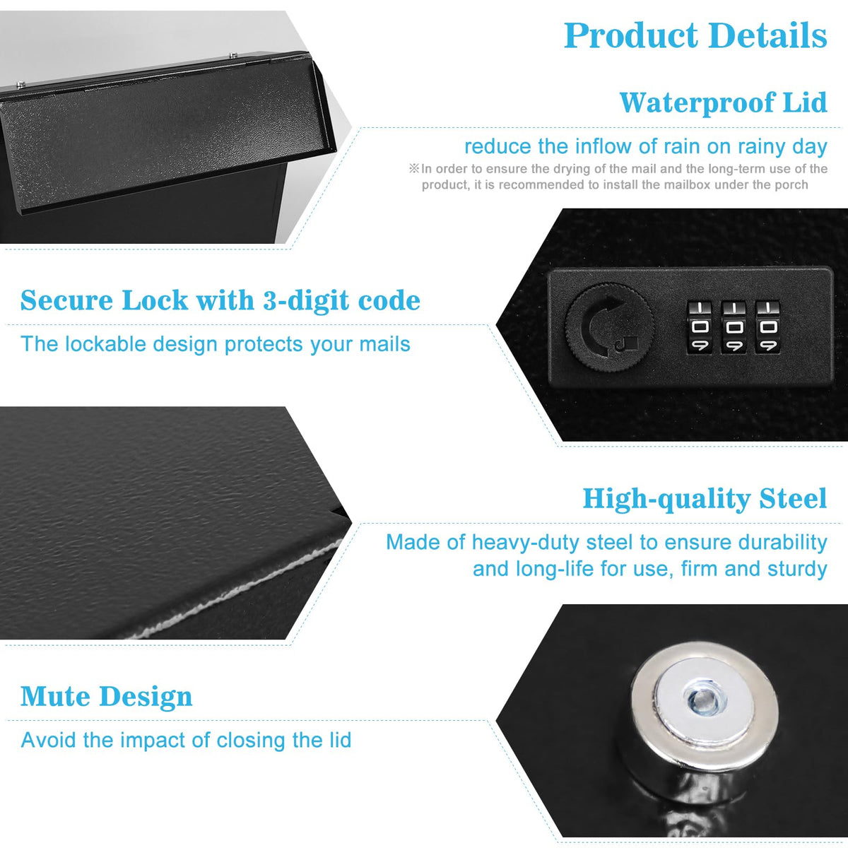 xydled large-capacity mailbox fits letters and small packages
