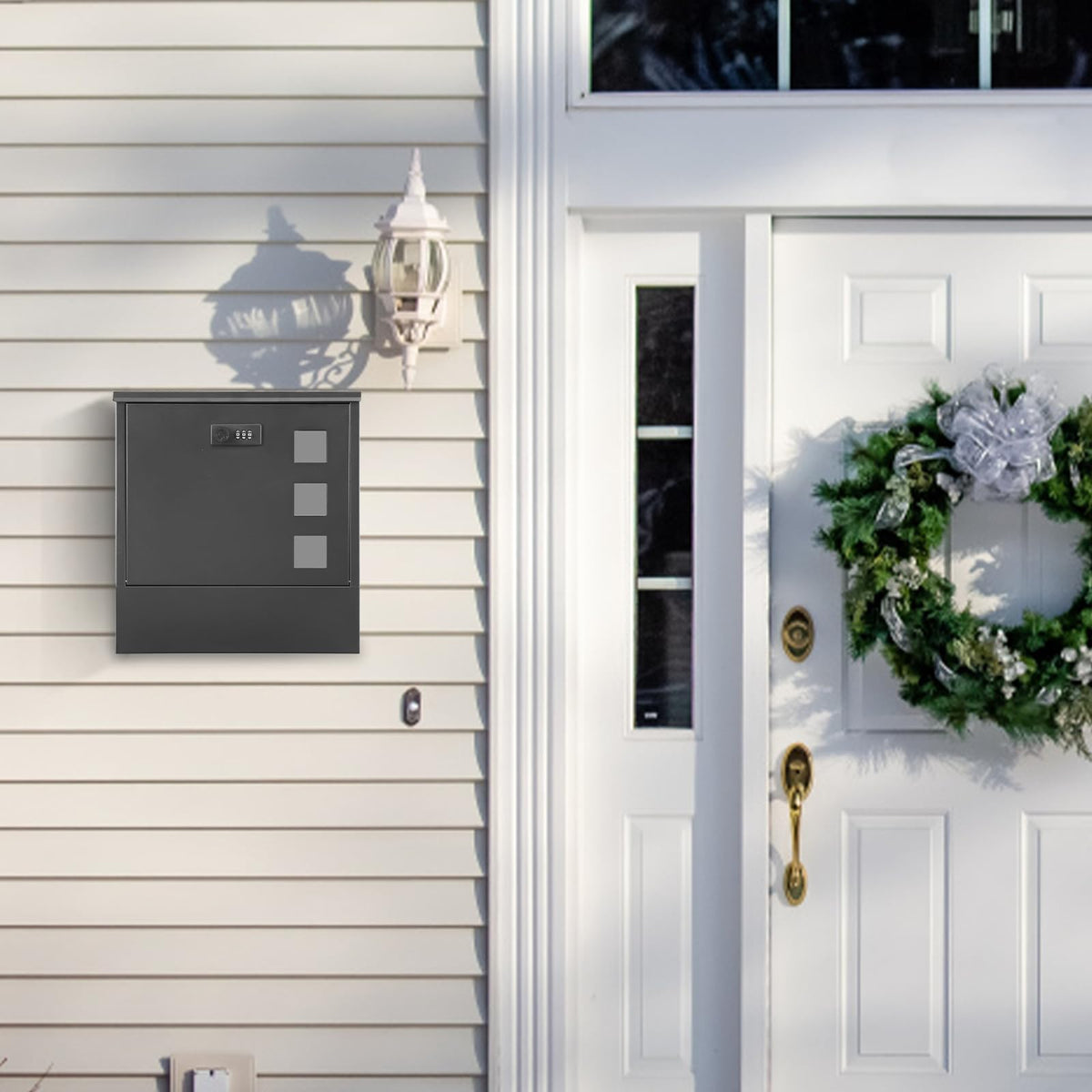 Xydled mailbox black finish steel construction for durable outdoor use