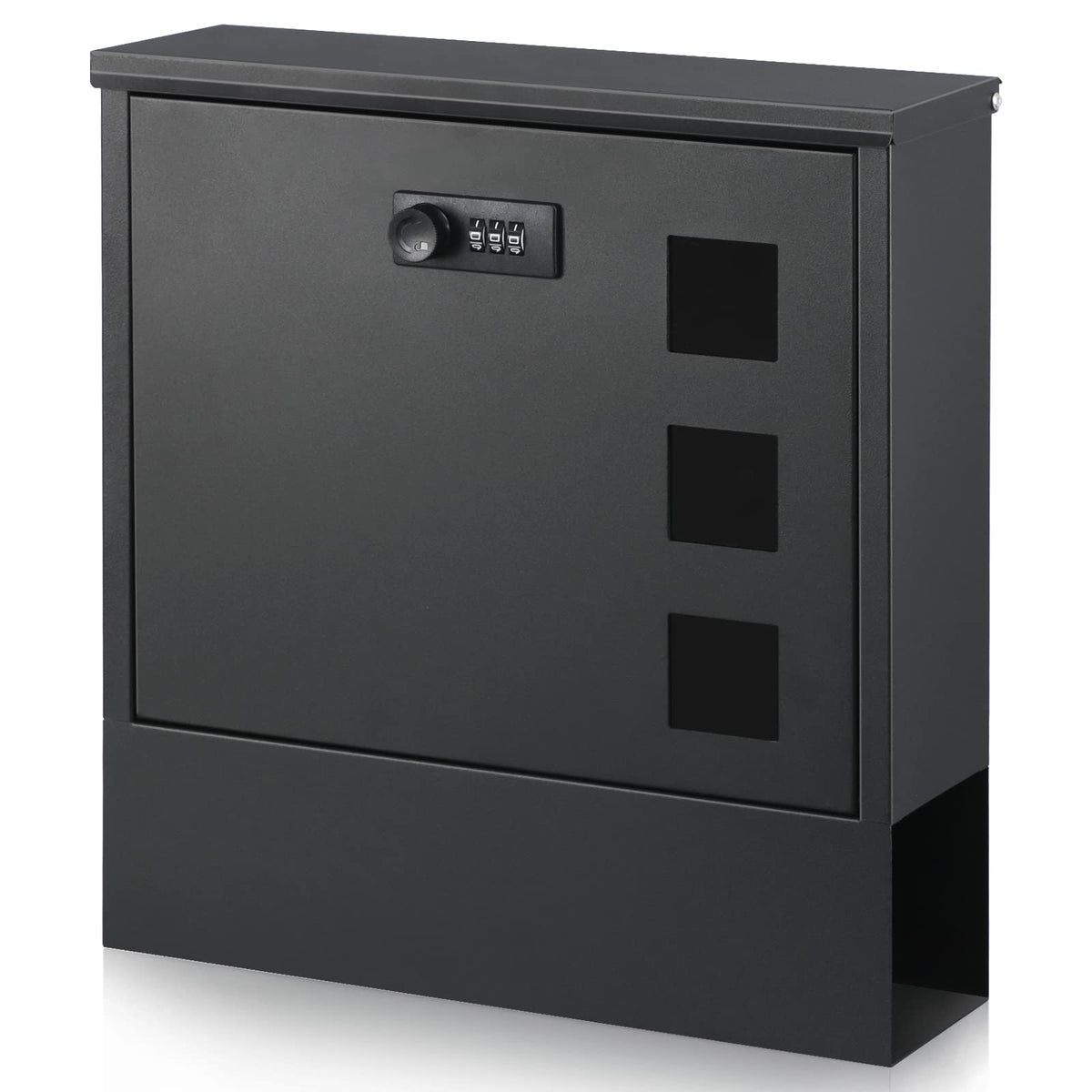 Xydled mailbox front view showing the combination lock for secure mail storage