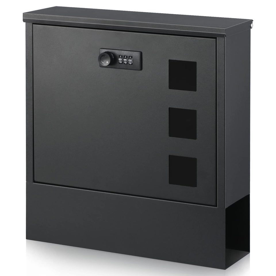 Xydled mailbox front view showing the combination lock for secure mail storage