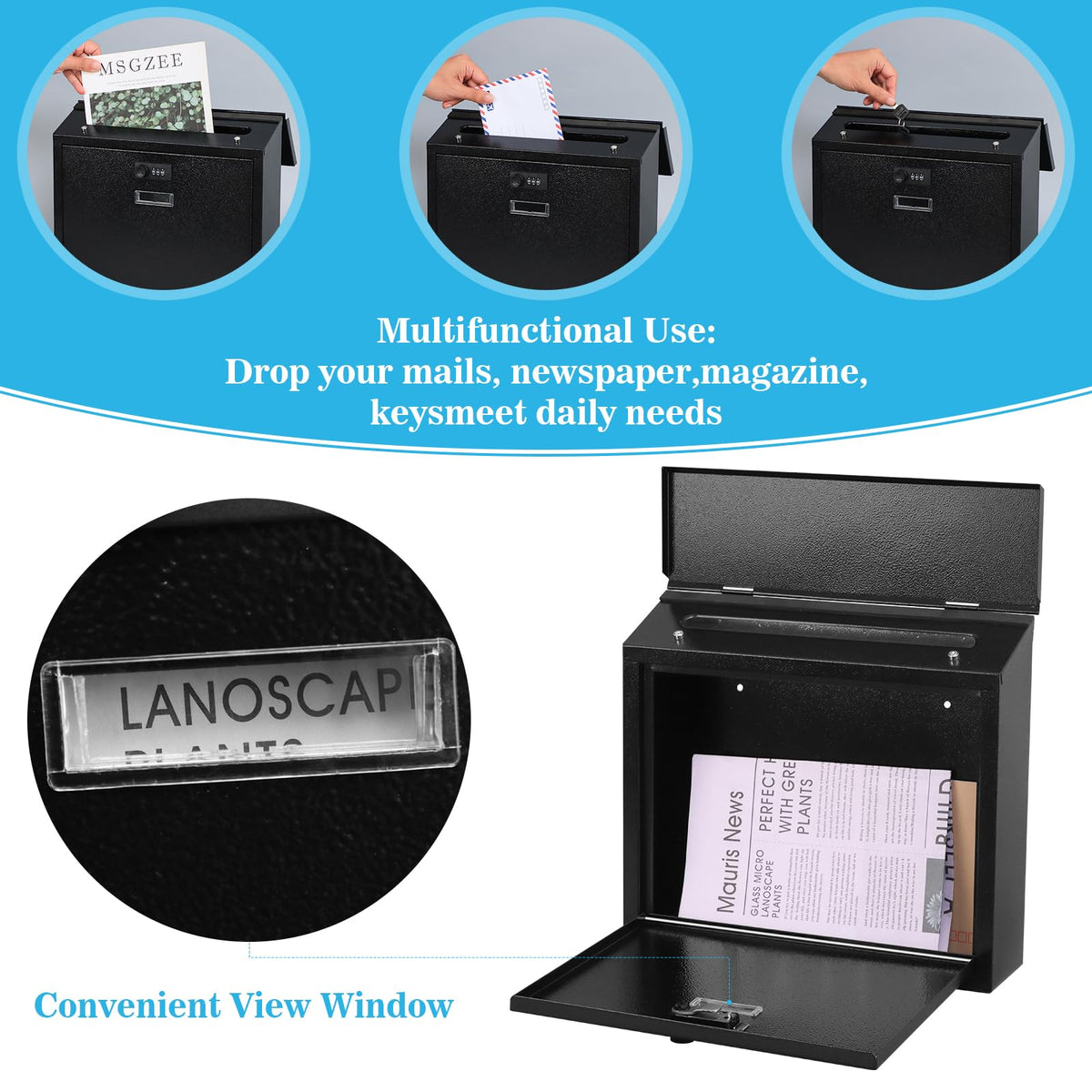 xydled mailbox with pre-drilled holes and mounting hardware for easy installation