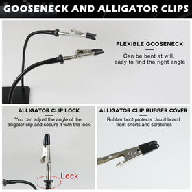 XYK rotatable alligator clips protect delicate surfaces.
