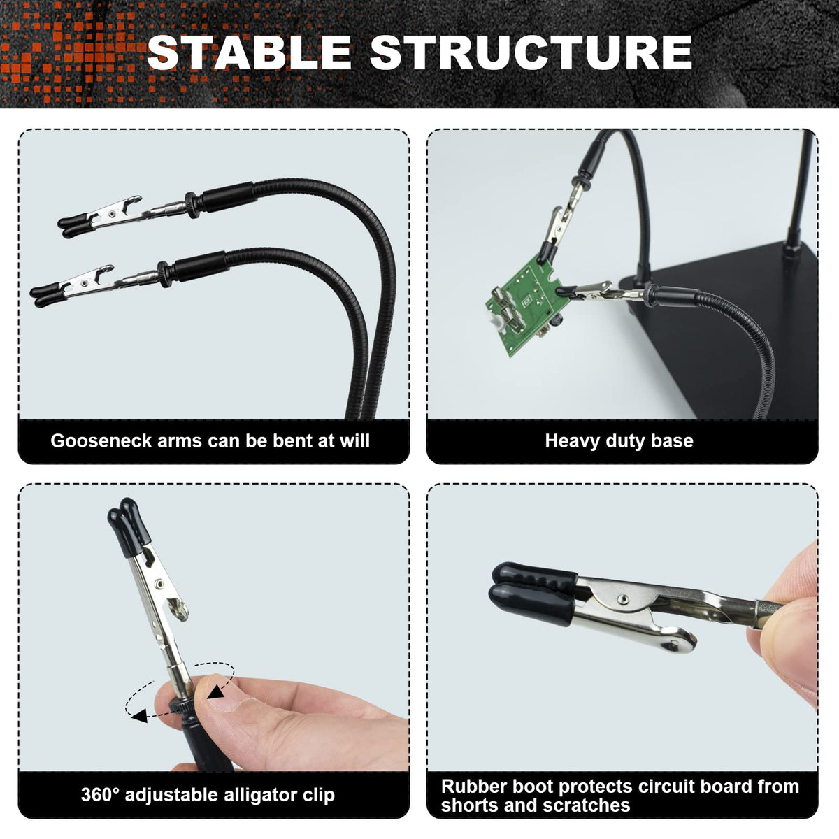 XYK Helping Hands arm-clip assembly demonstrates adjustable positioning and secure holds.