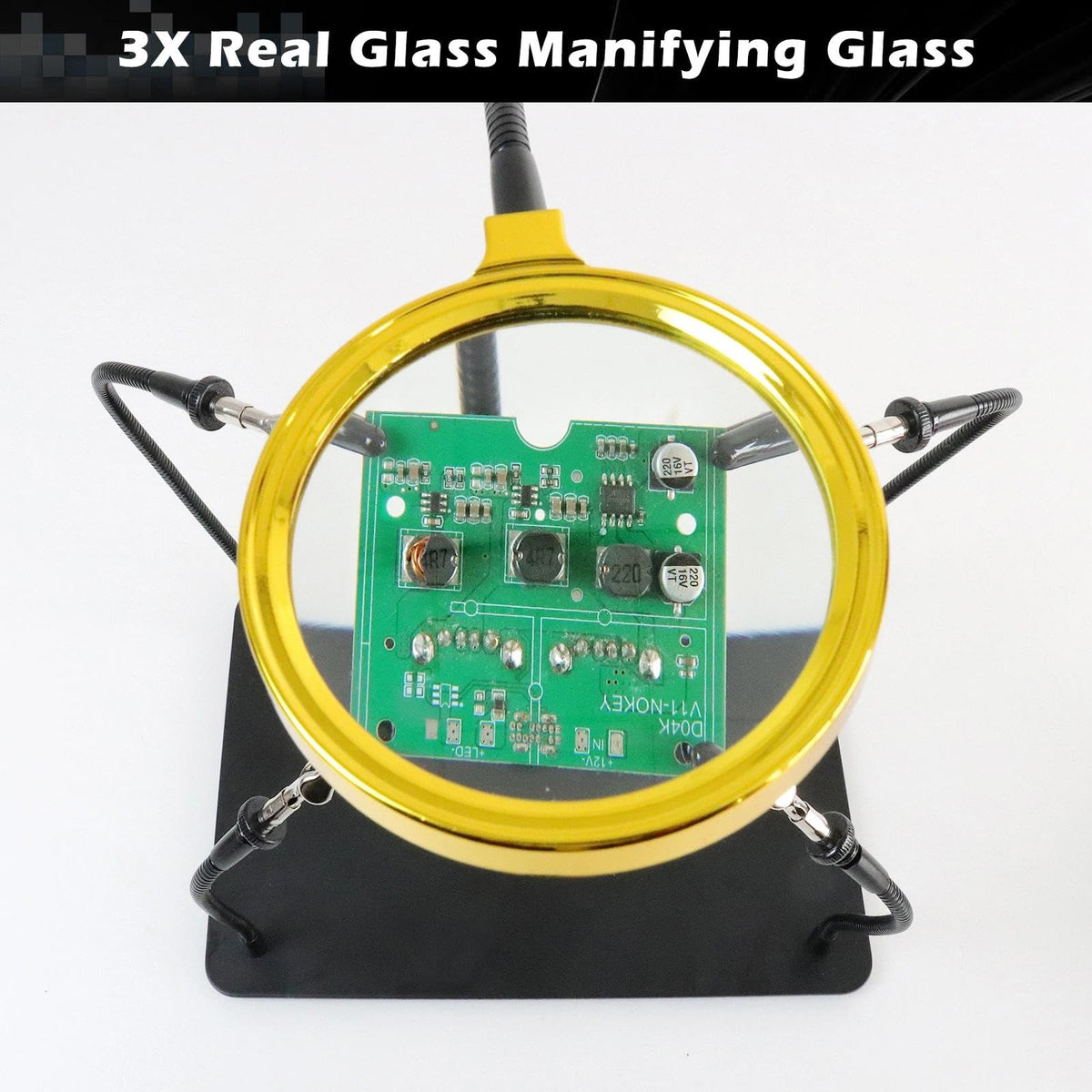 XYK 3X magnifying glass aids tiny detail work.