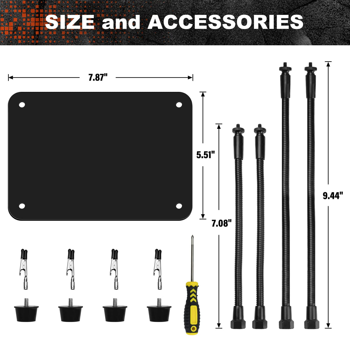 XYK Helping Hands soldering kit contents include screws and a mini screwdriver.