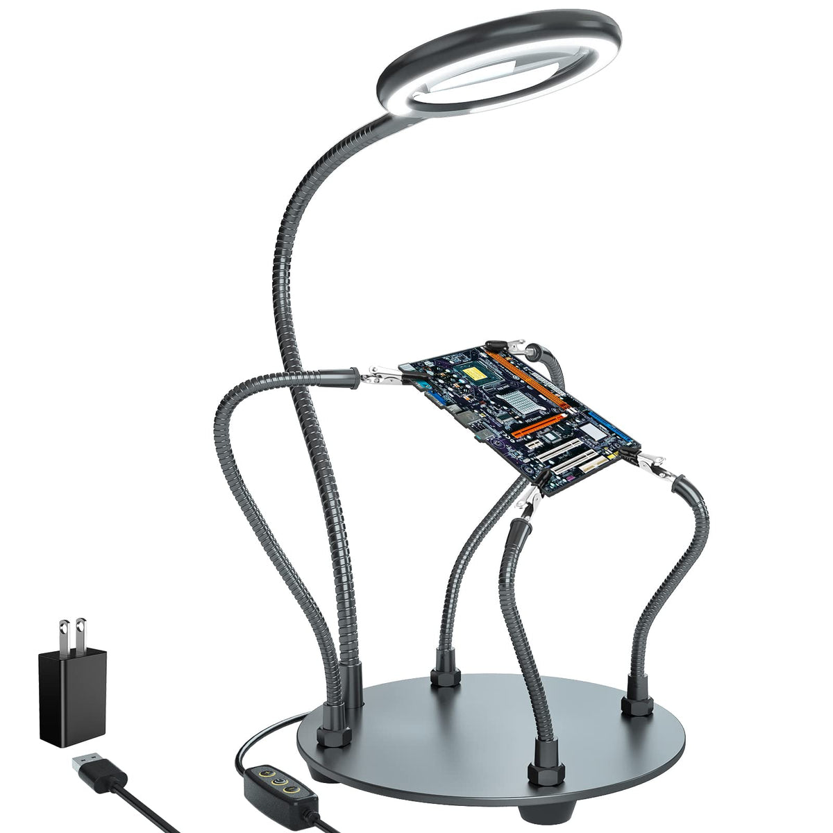 XYK Helping Hands Soldering Station with magnifier lamp to assist precise electronics work