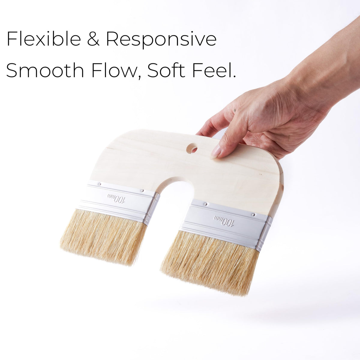 Xylarnoveth limewash brush with ergonomic U-shaped handle for stable control