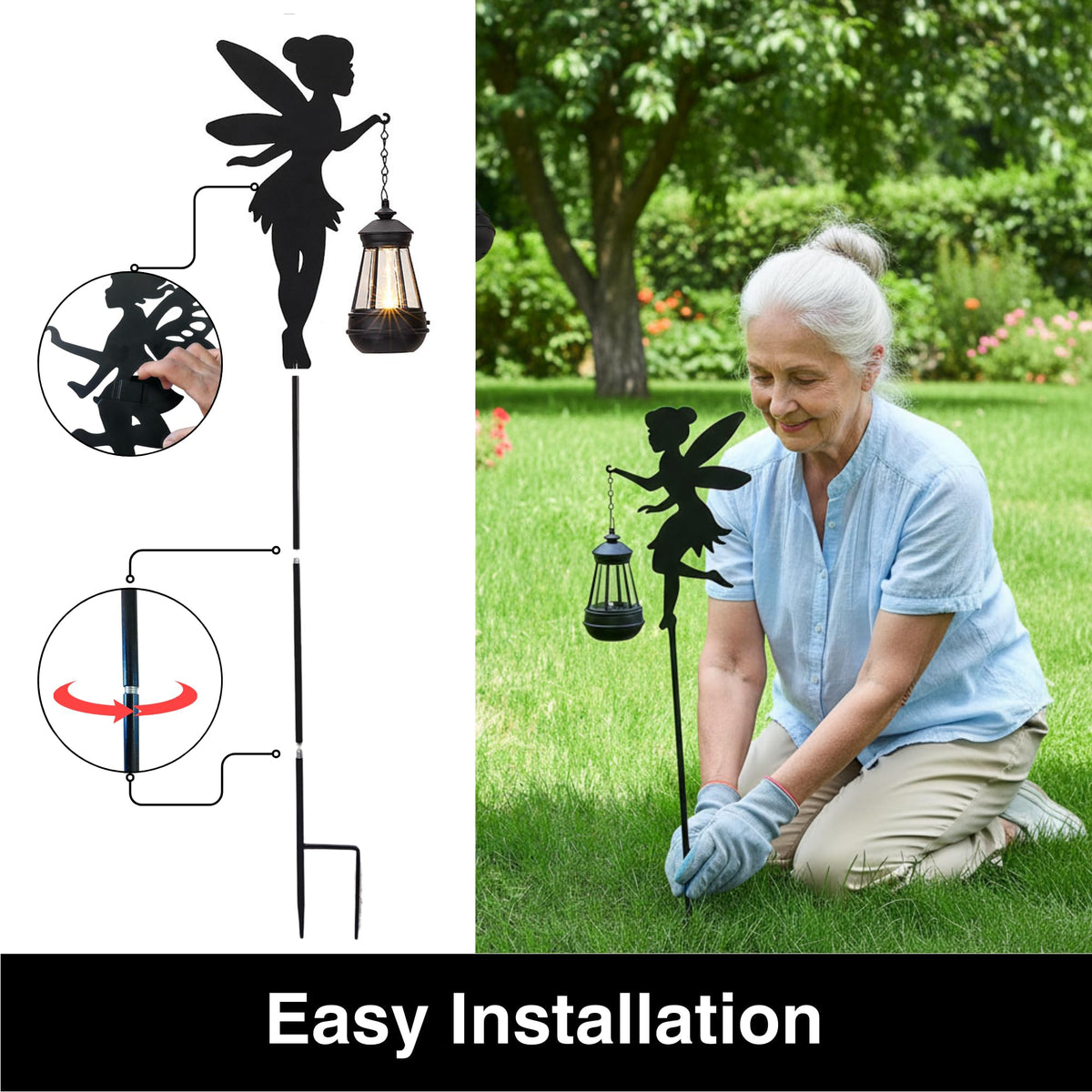 XYRIS tall metal stakes showcase a striking 39-inch garden accent