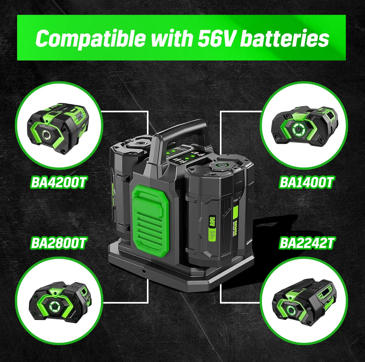 XYT-TECH dual-port charger with two batteries connected for simultaneous charging.