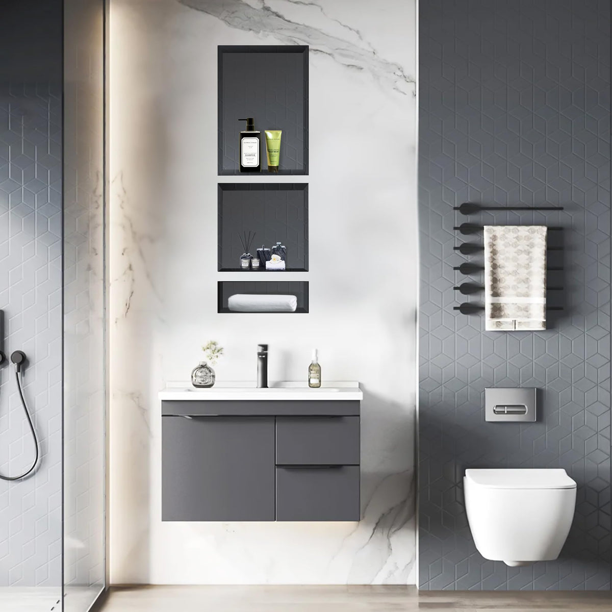 XZETORA shower niche easy installation with user-supplied screws