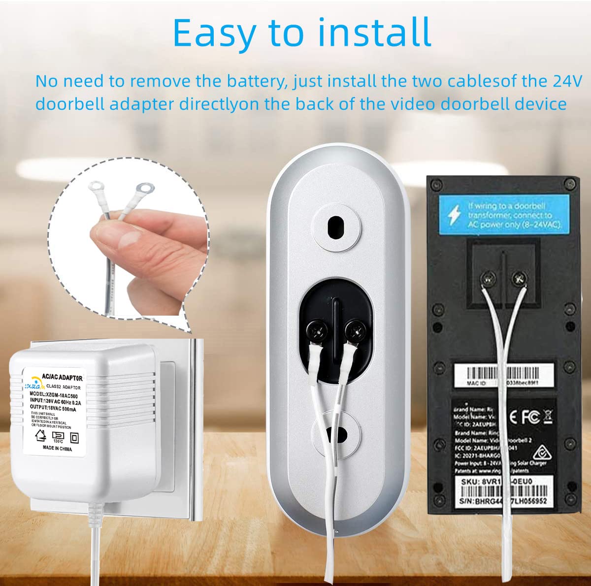 XZGm Ring-compatible power adapter supports Ring and other brands reliably.