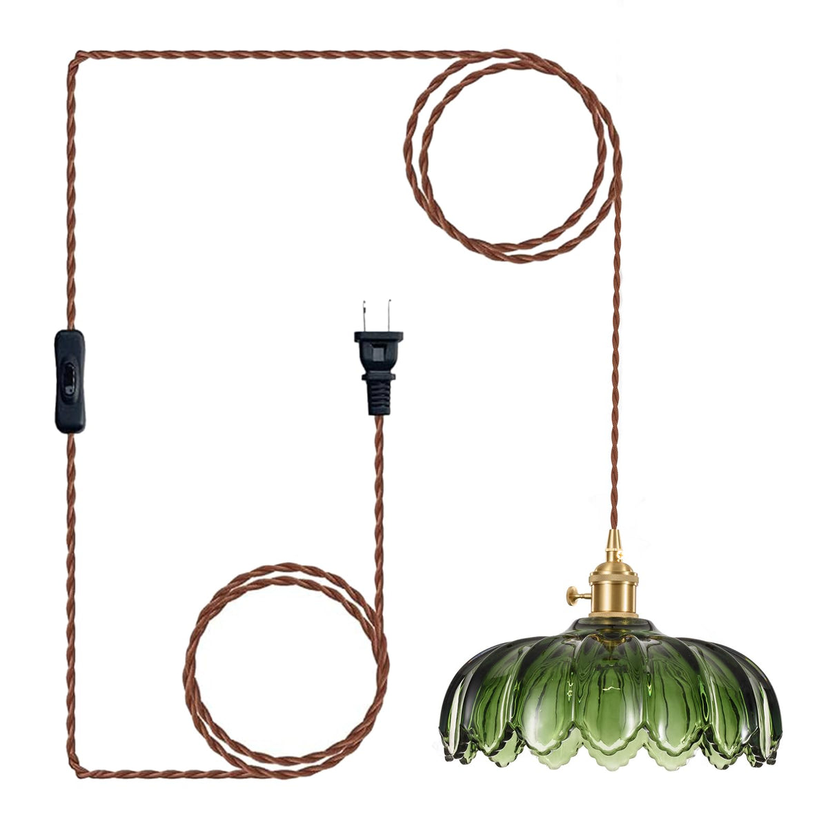 XZHGCEE green glass pendant light over island for bright task lighting.