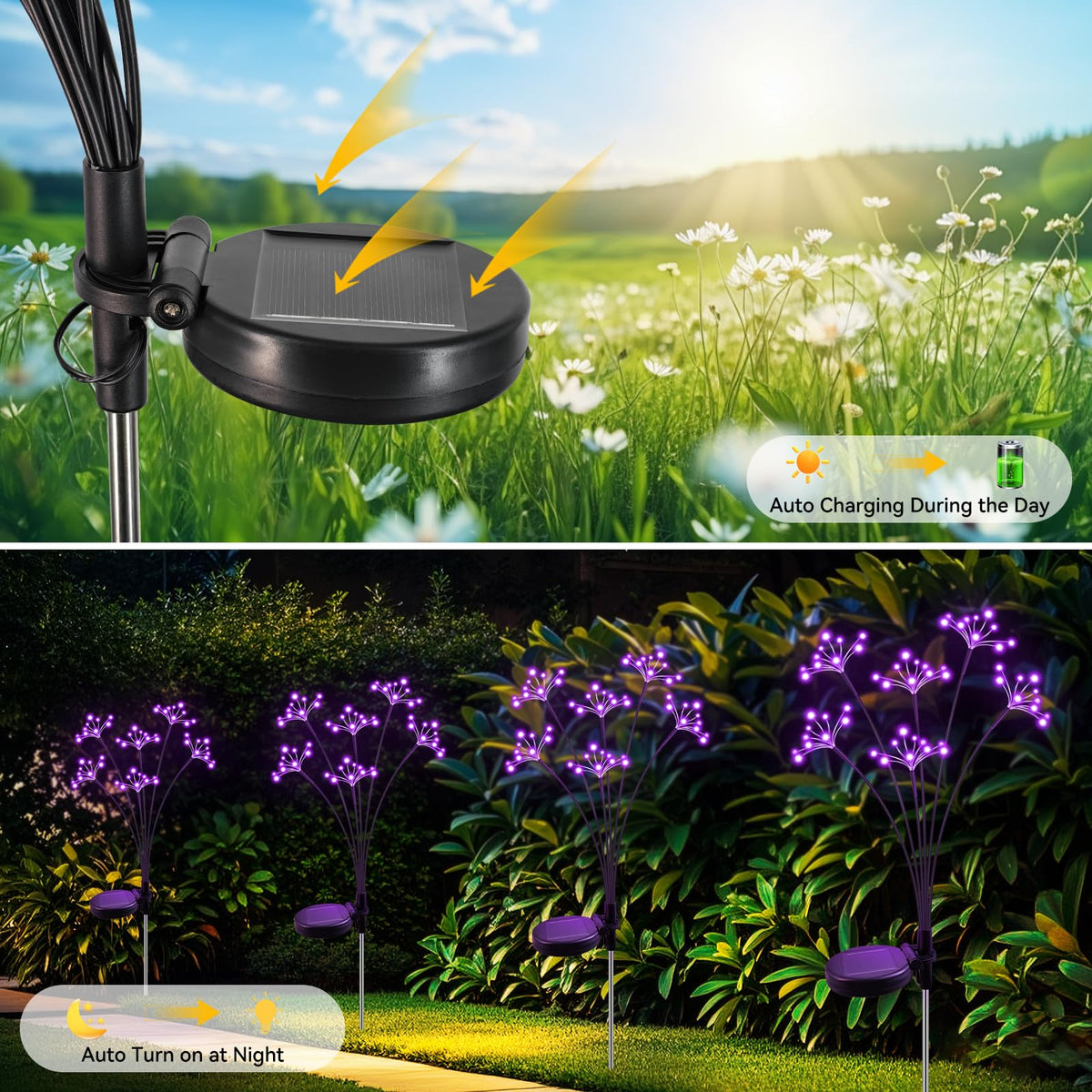 YaaFen outdoor lights with 600mAh battery provide hours of soft illumination after dusk.