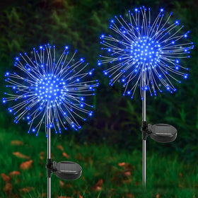 YaaFen solar garden lights show 120-LED twinkling fireworks for vibrant outdoor ambiance.