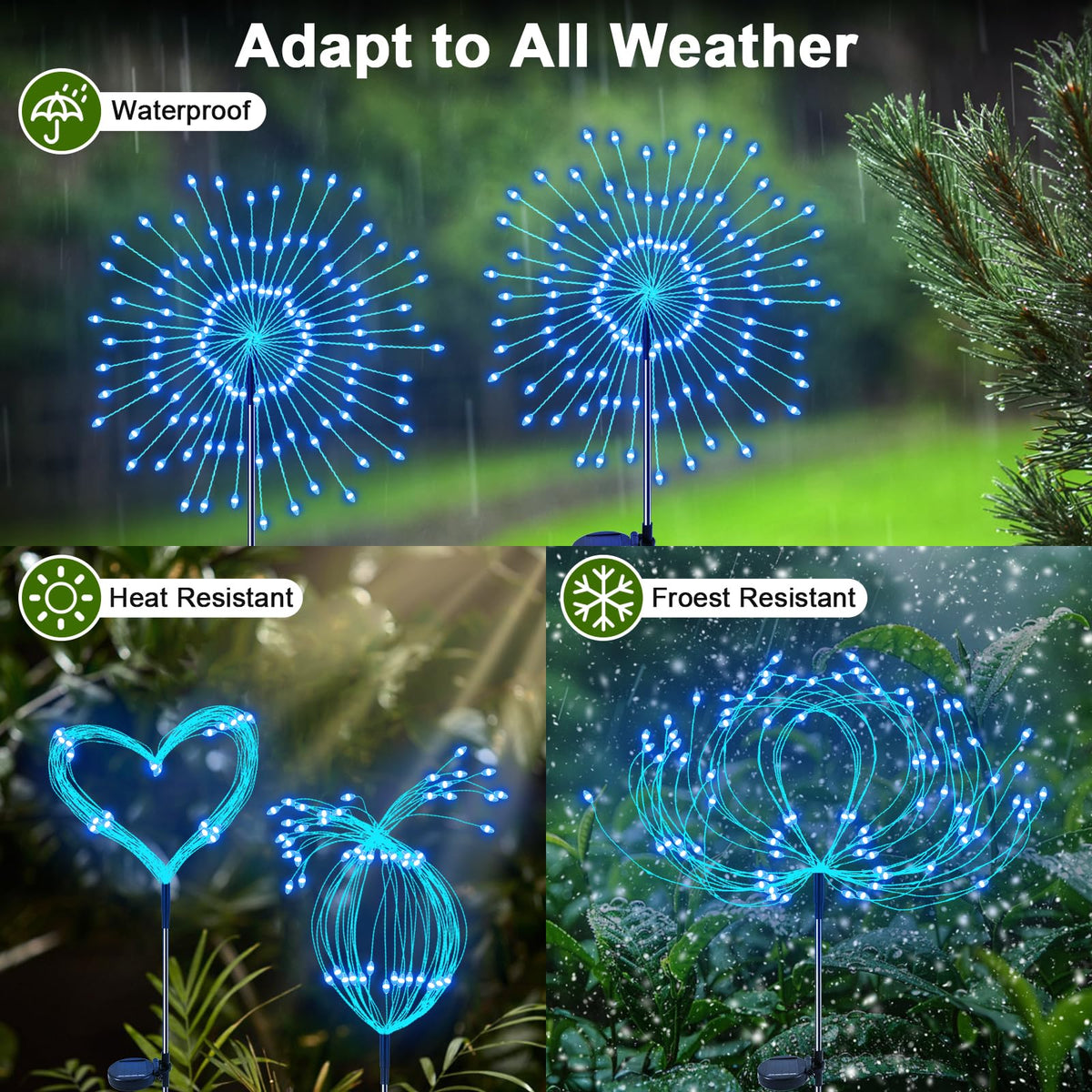 YaaFen solar-powered lights charge by day for long outdoor decoration.