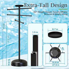 YACONA heavy-duty design supports multiple towels and pool accessories with stability