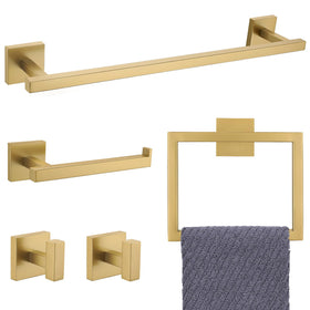 YACVCL brushed gold towel bar 23.6 inch, space-saving wall-mounted bathroom essential.