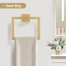 YACVCL brushed gold towel hook complements bath for quick hanging.