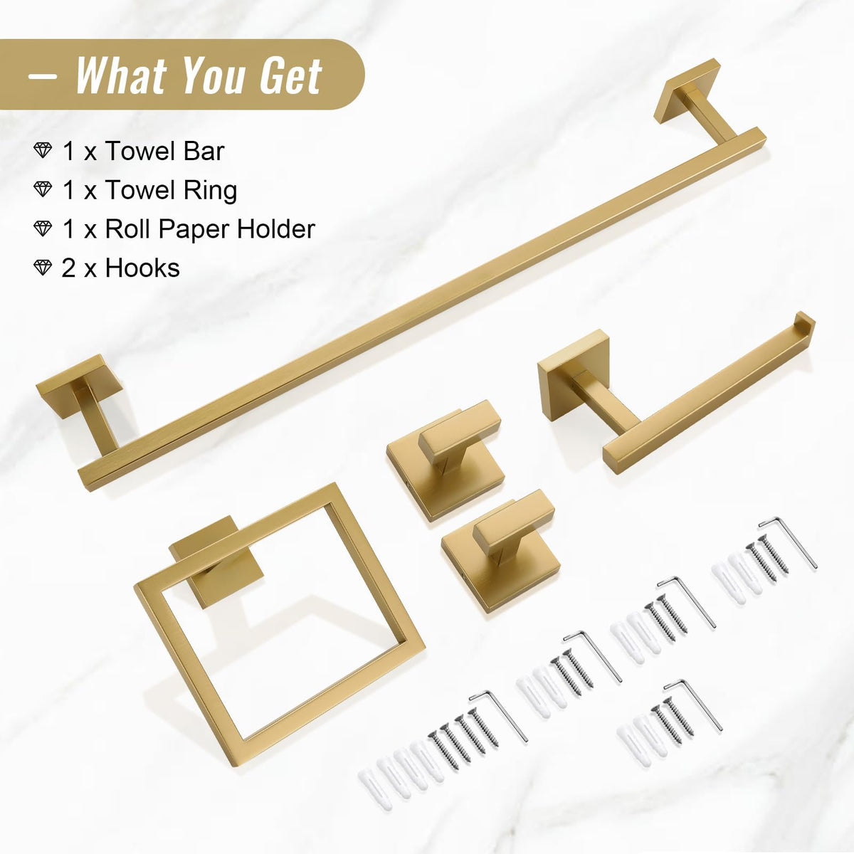 YACVCL brushed gold towel ring provides tidy storage and easy access.