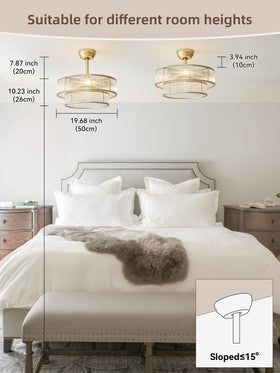 YADZSLY 20-inch gold chandelier fandelier blends design with cooling