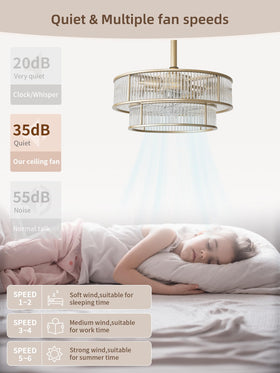 YADZSLY gold fandelier forward reverse motor for seasonal comfort