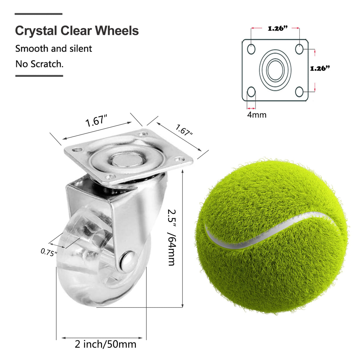 YAEMIKY 360-degree-plate swivel casters for smooth, quiet movement.