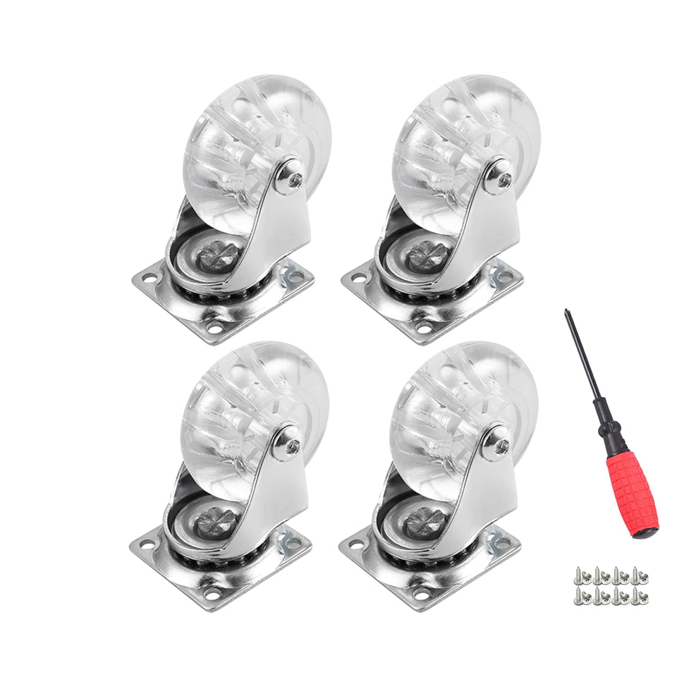 YAEMIKY 4-pack swivel caster wheels with clear PU protect hardwood floors during movement.