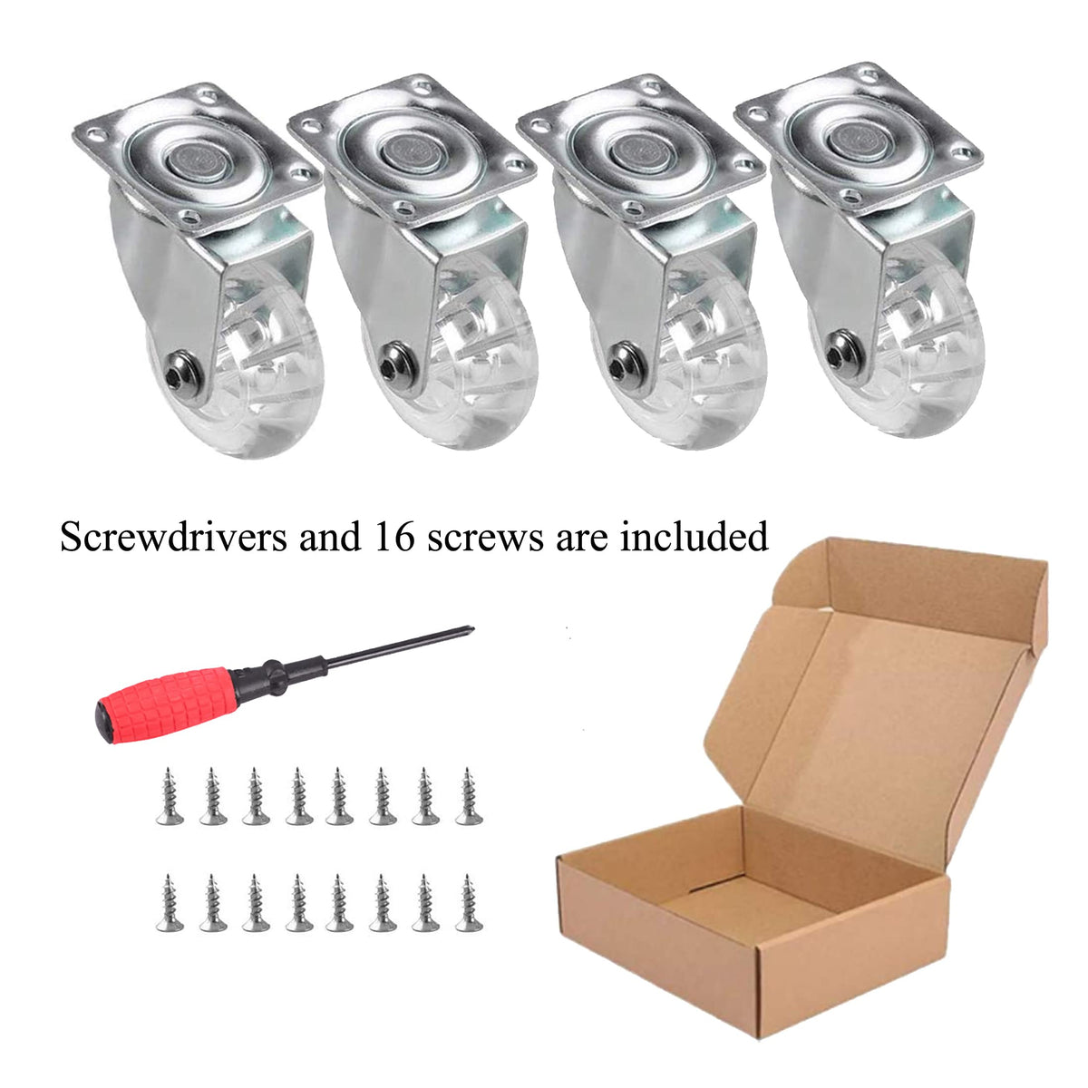 YAEMIKY easy-install casters include screws for quick upgrades.