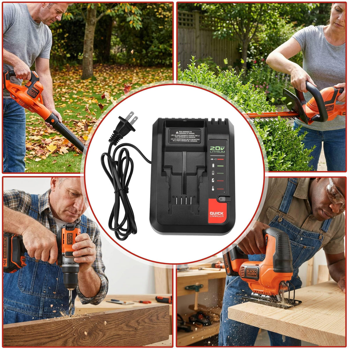 Yagaiayumi 20V fast charger packaging box shows contents and safety features.