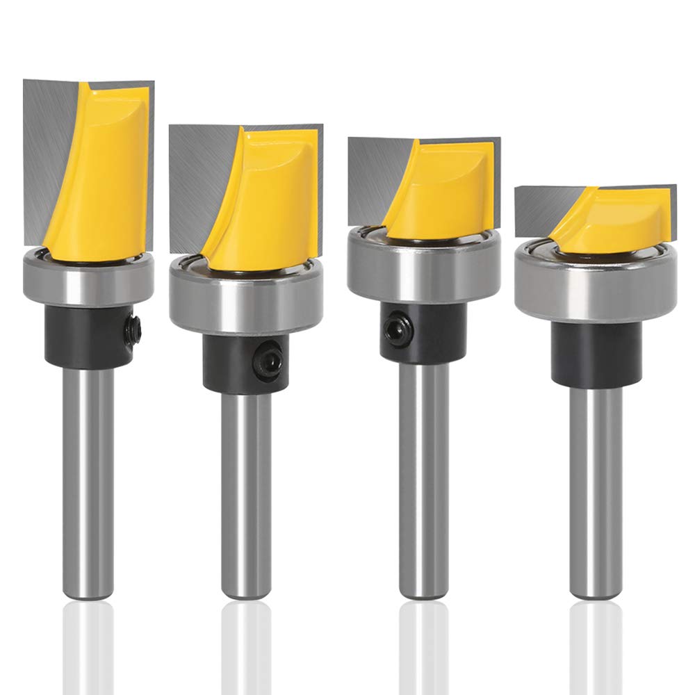 YAKAMOZ 4-piece hinge mortising set with ball bearing for precise template routing