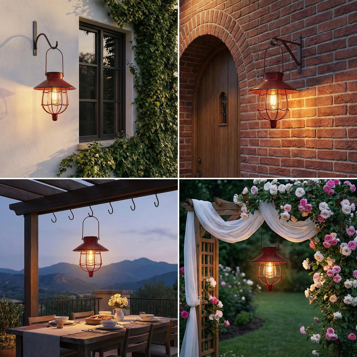 YAKii outdoor red lantern adds decorative ambiance.