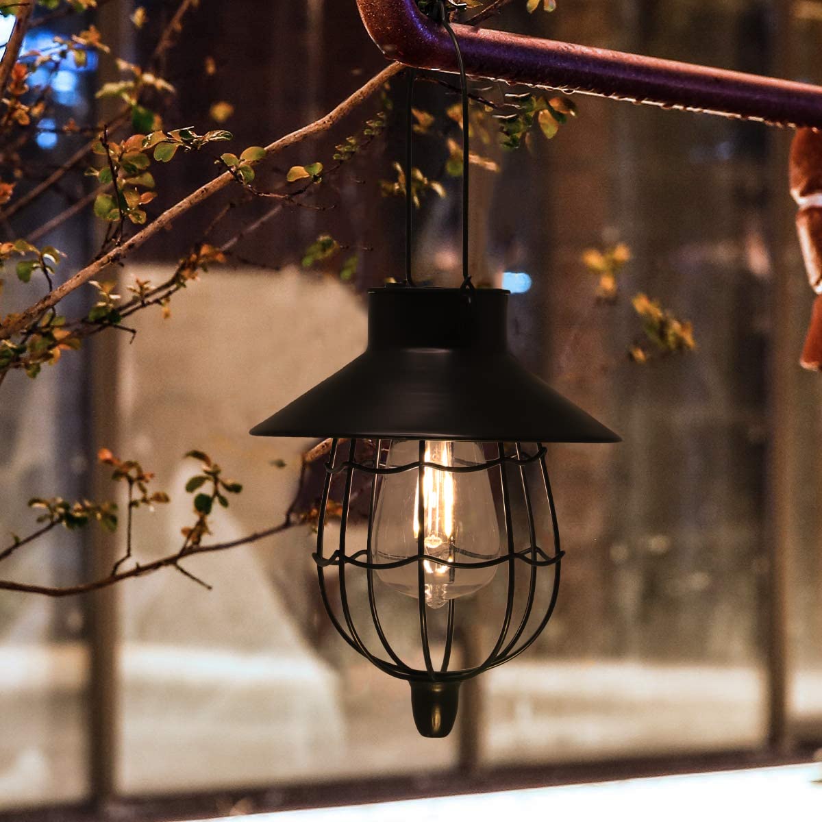 YAKii solar lanterns show elegant tree-hanging setup for ambient mood lighting.