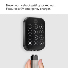 Yale Assure Lock 2 keypad close-up emphasizes fingerprint-resistant matte finish.