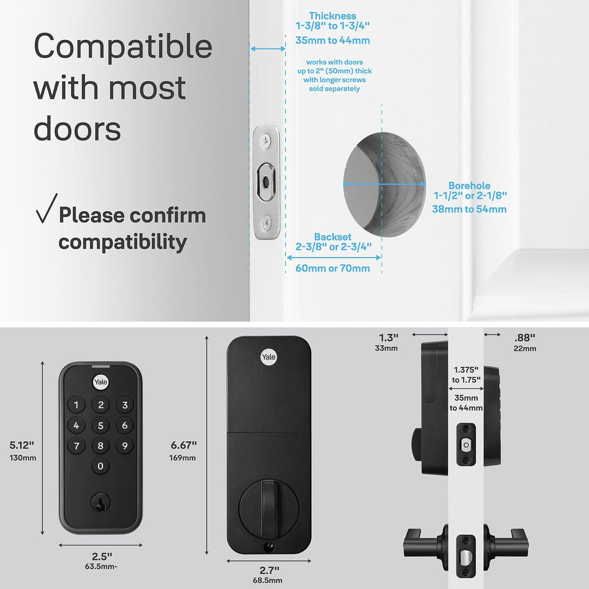 Yale Code sleek low-profile design on a door blends security with style