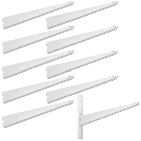 Yalikop 10-pack adjustable shelf brackets for double track system, sturdy support for organized shelves.