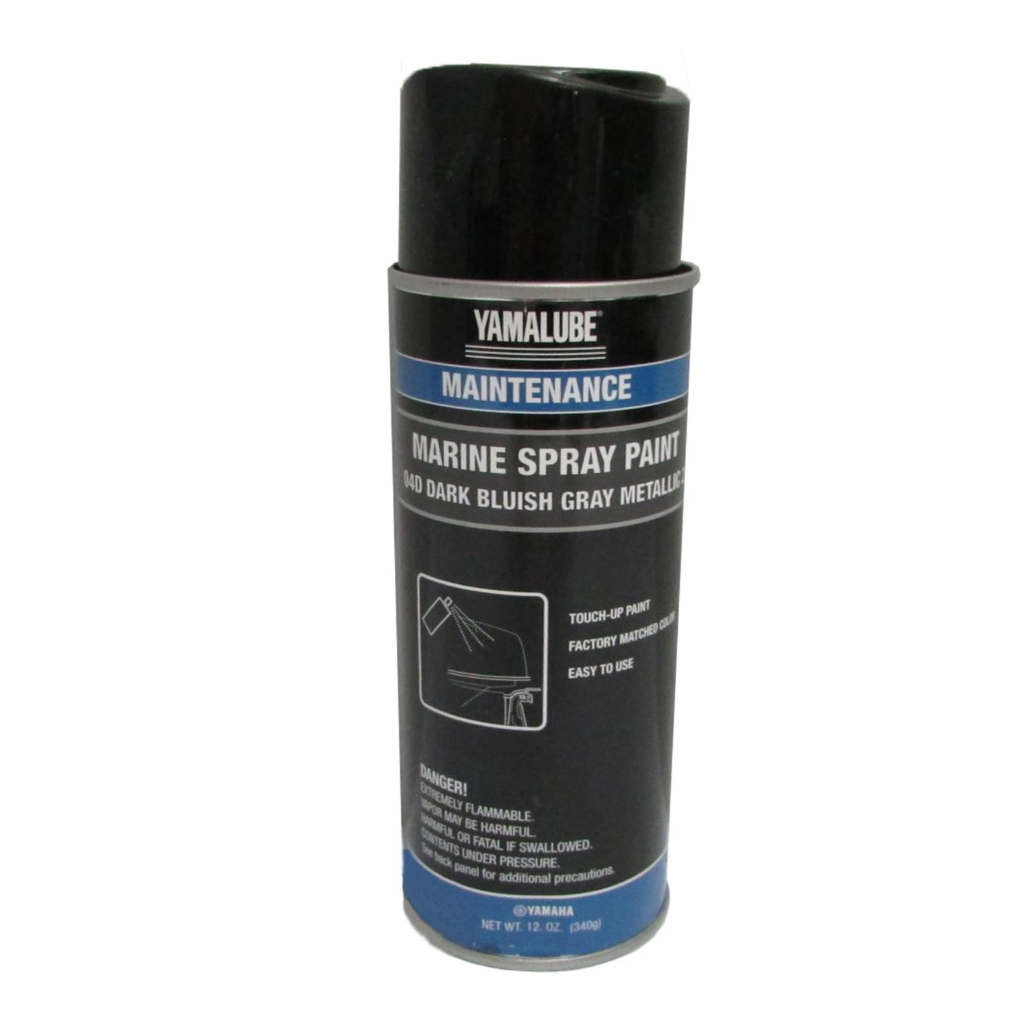 Yamaha Yamalube Marine spray paint can in dark bluish grey metallic for touch-ups