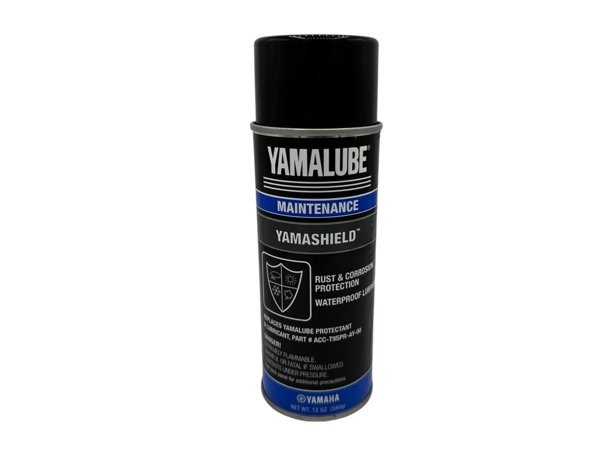 Yamaha Yamashield bottle closeup highlighting a protective solution for metal surfaces.