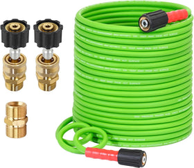 YAMATIC 100ft hose coiled neatly to illustrate tangle-free, flexible handling
