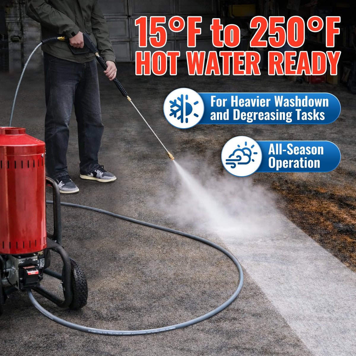 YAMATIC hose rated for hot water up to 250F for tough degreasing